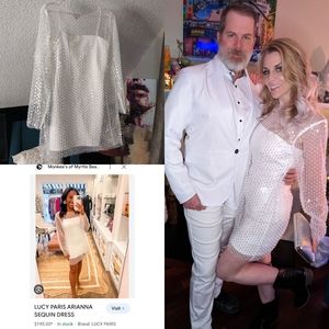 Stunning 60's inspired White on White Sequin Pearl Mod 2pc Dress LN (worn once)